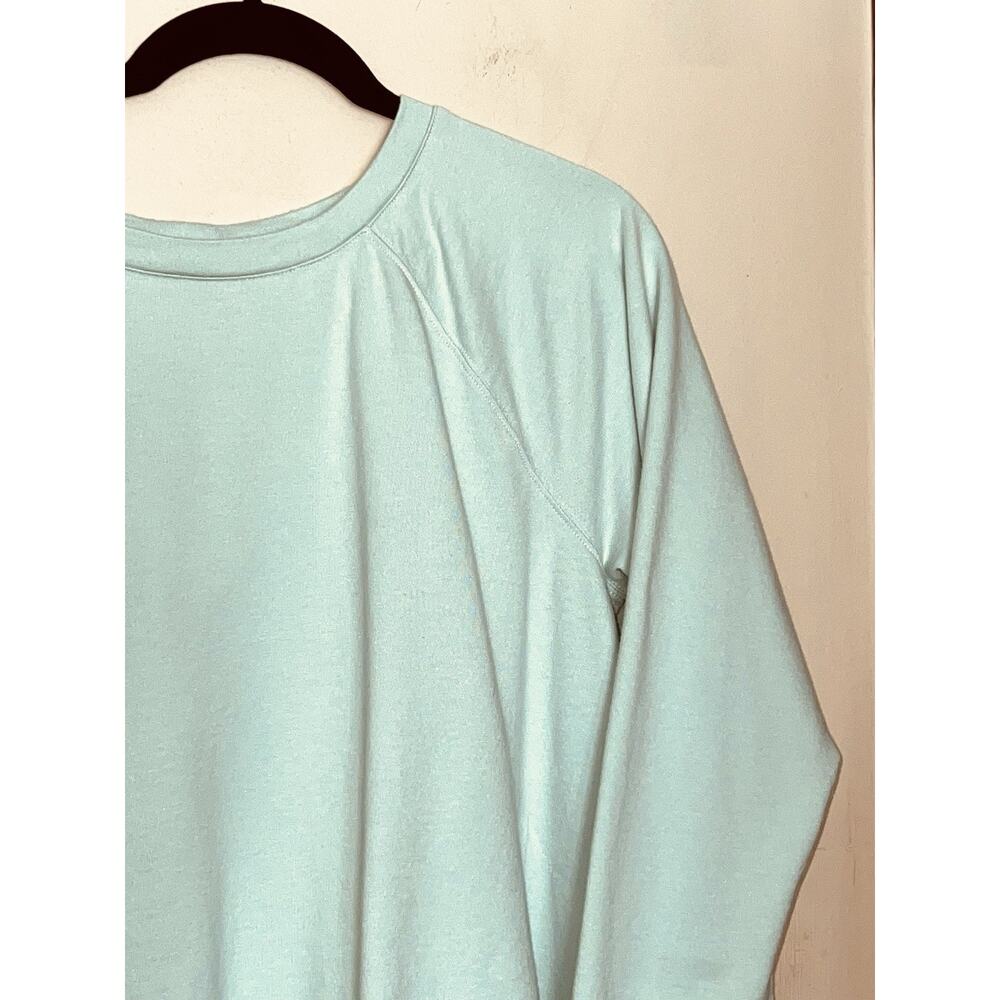 J JILL FIT SEAFOAM GREEN PULLOVER SWEATSHIRT PETITES SIZE L TERRY CLOTH LINED